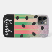 夏 スイカの種 ストライプ イラスト スパークル Case-Mate iPhoneケース (裏面(横))