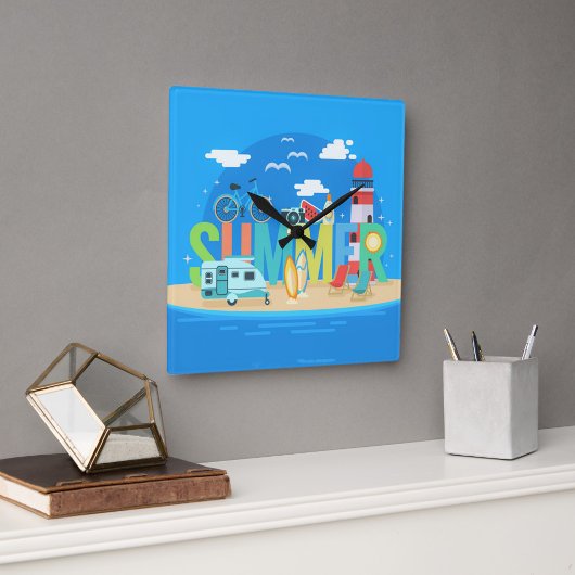 夏 スクエア壁時計