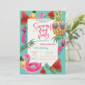 夏，パイナップルカッコいい，スイカ誕生日パーティー 招待状 (スタンド正面)