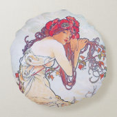 夏（フォーシーズンズ）、アルフォンスミュシャ装飾用クッション ラウンドクッション (裏面)