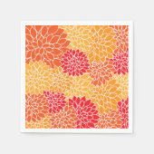 夏/フローラ赤/オレンジ/黄 スタンダードカクテルナプキン (正面)