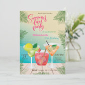 夏、プール、カクテルバースデーパーティー 招待状 (スタンド正面)