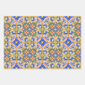 夏，ポルトガルのタイル，柑橘類，レモン ラッピングペーパーシート (正面2)