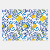 夏，ポルトガルのタイル，柑橘類，レモン ラッピングペーパーシート (正面2)