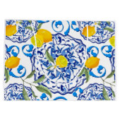 夏，ポルトガルのタイル，柑橘類，レモンMediterran ラージペーパーバッグ (裏面)