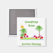 夏 – ヤシの木と太陽の冷凍機の磁石 マグネット (正面/裏面)