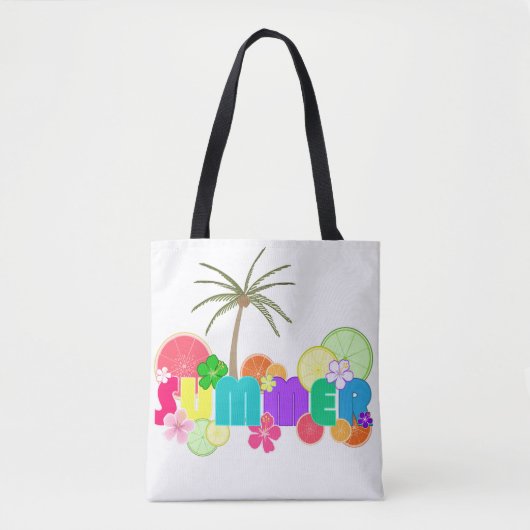 夏（ヤシの木付き） トートバッグ (正面)