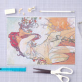 夏（四季）、アルフォンスミュシャ 薄葉紙 (クラフト)