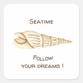 夏 夢を追え シェル ロマンチック かわいい ペーパー スクエアシール (正面)