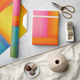 夏、太陽&関連項目 – ピンクイエローブルー抽象芸術アート ラッピングペーパー