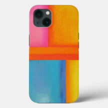 夏、日&海 – ピンクイエローブルー抽象芸術アート