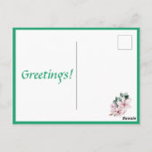 夏，春，緑のストライプマグノリアプリント ポストカード (裏面)