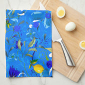 夏，柑橘類，シチリアスタイル，レモン果実 キッチンタオル (四つ折り)