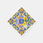 夏，柑橘類，シチリア地中海の,スタイル，レモン，m スタンダードカクテルナプキン (角)