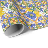 夏，柑橘類，シチリア地中海の,スタイル，レモン，m ラッピングペーパー (ロールコーナー)