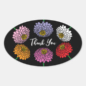 夏《植物》百日草花フローラスケッチカスタム 楕円形シール (正面)