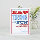 夏BBQのパーティーで楽しい時を食べて下さい、飲んで下さい及び過して下さい 招待状 (スタンド正面)