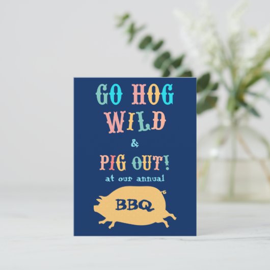 夏BBQのブタはパーティを楽しみます 招待状 (スタンド正面)
