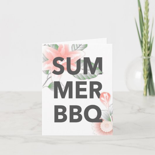 夏BBQのヴィンテージの花柄 招待状 (正面)