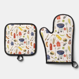 夏BBQクックアウトブロックパーティーグリル 鍋つかみ&鍋敷きセット