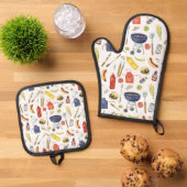 夏BBQクックアウトブロックパーティーグリル 鍋つかみ&鍋敷きセット (トップダウン)