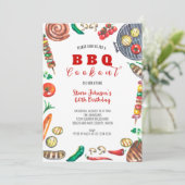 夏BBQクックアウト60誕生日 招待状 (スタンド正面)