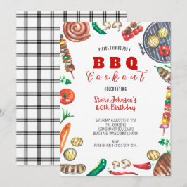 夏BBQクックアウト60誕生日 招待状