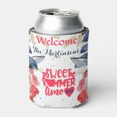 夏BBQピクニックスクエアパーソナライズされたー 缶クーラー (缶正面)