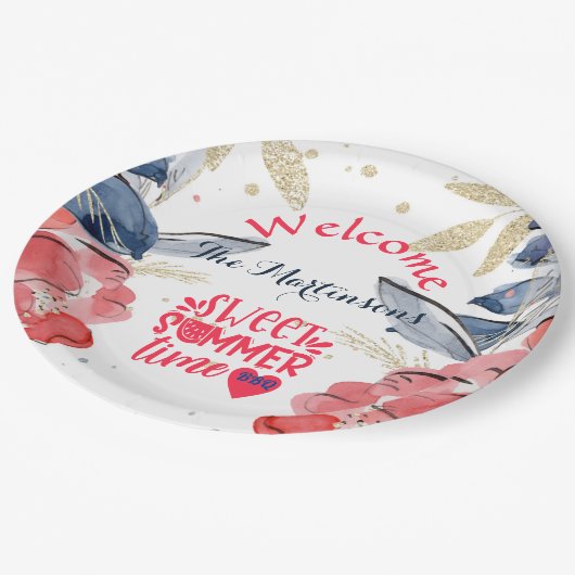 夏BBQピクニッパーソナライズされたク ペーパープレート (アングル)