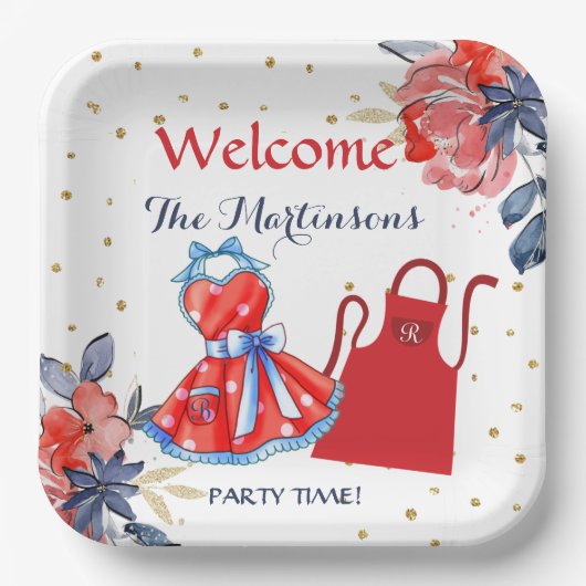 夏BBQピクニッパーソナライズされたク ペーパープレート (正面)