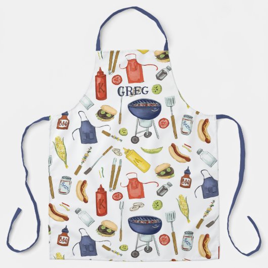 夏BBQ父の日グリルアウトギフトパパ エプロン (正面)