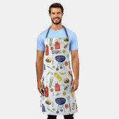 夏BBQ父の日グリルアウトギフトパパ エプロン (着用した状態)