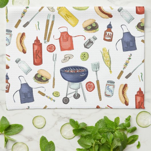 夏BBQ父の日グリルアウトギフトパパ キッチンタオル (折り畳み)