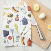 夏BBQ父の日グリルアウトギフトパパ キッチンタオル (四つ折り)