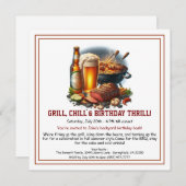夏BBQ誕生日招待状withビールバックヤード シーズンカード (正面/裏面)
