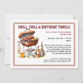 夏BBQ誕生日招待状withビールバックヤード 招待状