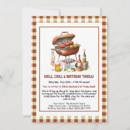 夏BBQ誕生日招待状withビールバックヤード 招待状