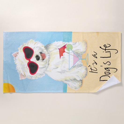 夏Westie ビーチタオル (正面)