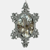 夕べさくらんぼフラムスII春サンセット スノーフレークピューターオーナメント (左)