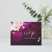 夕べさくらんぼ結婚ブロッサムのメニュー選択RSVP ポストカード (スタンド正面)