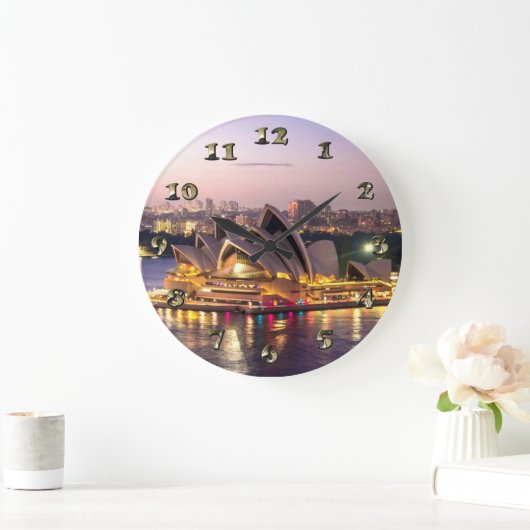 夕べのシドニー・オペラハウス ラージ壁時計 (ホーム)