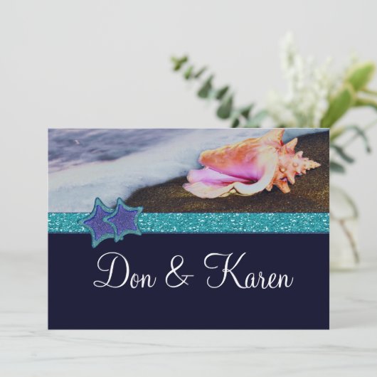 夕べのビーチサイズA7 招待状 (スタンド正面)