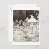 『夕べのランプの周り』、1900年（紙に水彩）、カール・ラーソン ポストカード (正面/裏面)