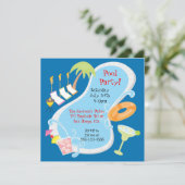 夕べのレトロのプールのパーティの招待状 招待状 (スタンド正面)