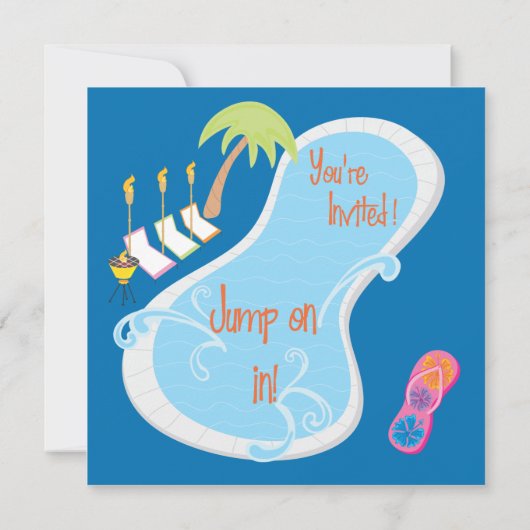 夕べのレトロのプールのパーティの招待状 招待状 (裏面)