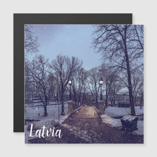 夕べの冬の雪の市公園 (正面/裏面)