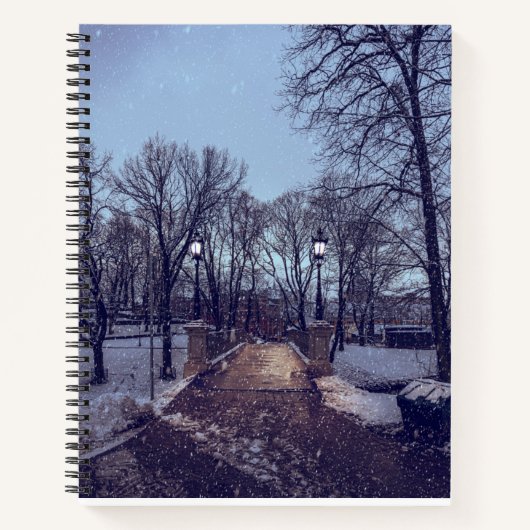 夕べの冬の雪の市公園 ノートブック (正面)