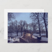 夕べの冬の雪の市公園 ポストカード (正面/裏面)