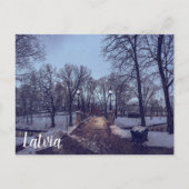 夕べの冬の雪の市公園 ポストカード (正面)