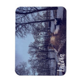 夕べの冬の雪の市公園 マグネット (縦)